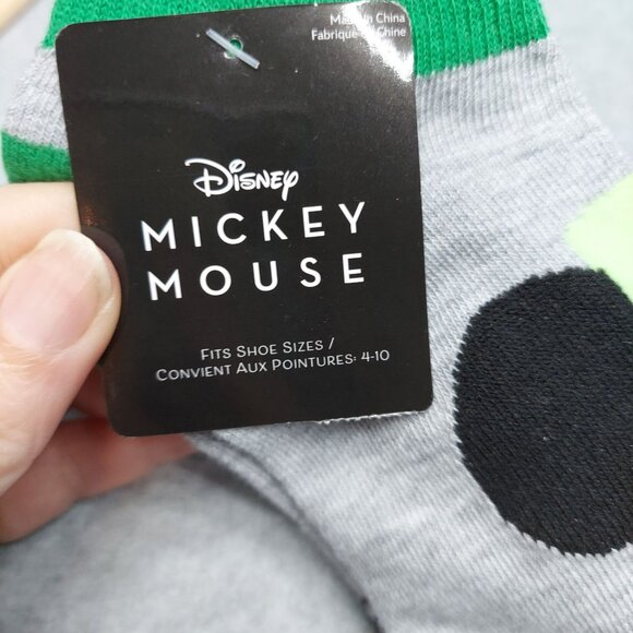 Disney Mickey Mouse Saint Patty Ankle Socks Gray & Green Fits Shoe Sizes 4-10 - Picture 4 of 5